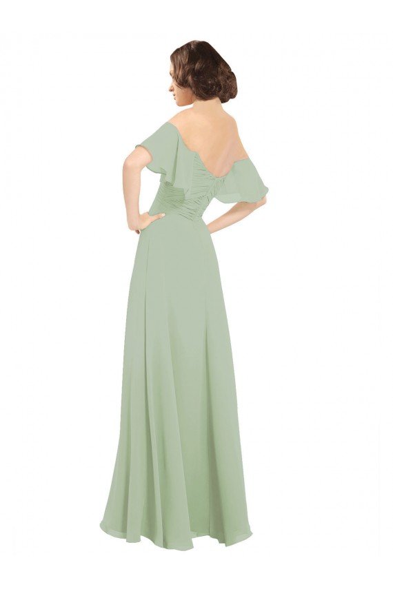 Sydney Boho Chic Chiffon Bridesmaids Dress with Off the Shoulder Neckline