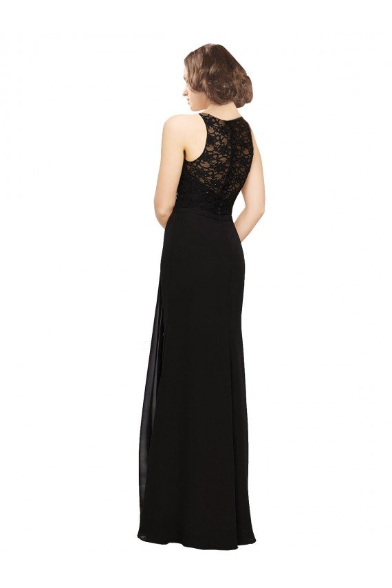 Sydney Sheath Beaded and Embroidered Bridesmaids Dress with Lace Bodice and Chiffon Skirt