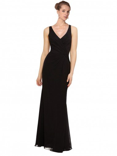 Sydney Open V-Back Chiffon Bridesmaids Dress with V-Neckine