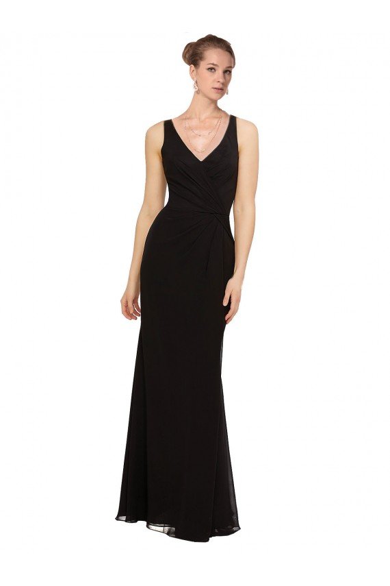 Sydney Open V-Back Chiffon Bridesmaids Dress with V-Neckine