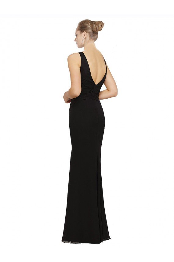 Sydney Open V-Back Chiffon Bridesmaids Dress with V-Neckine