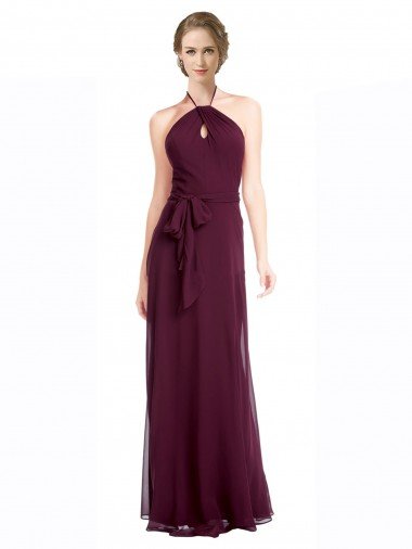 Sydney Full Length Chiffon Bridesmaid Dress with Halter Top
