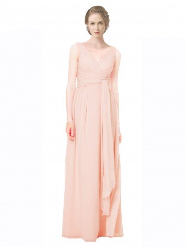 Sydney Full Length Chiffon Bridesmaid Dress with V-Front and Back