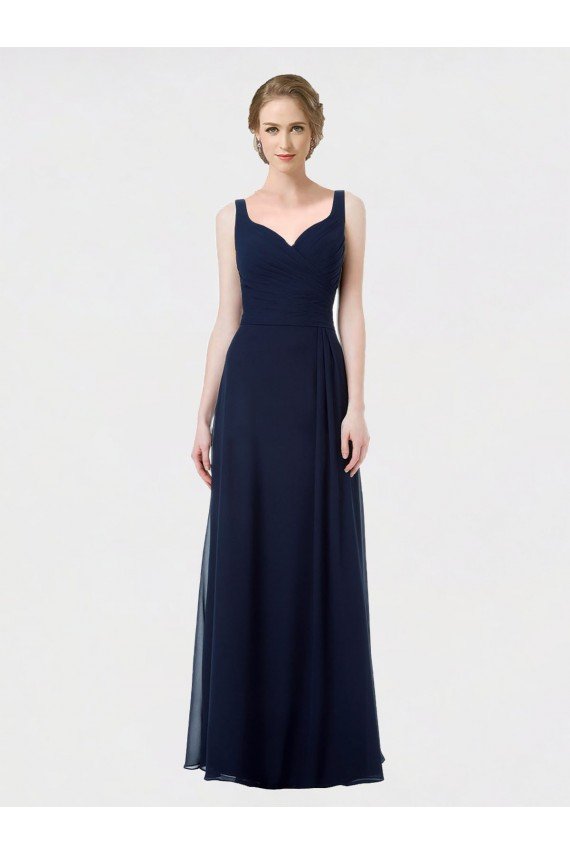 Sydney Long Chiffon Bridesmaid Dress with Sweetheart Neckline and Shoulder Straps