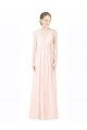 Sydney Long Chiffon Sleeveless Bridesmaid Dress with Sheer Illusion Top and V-Back