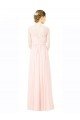 Sydney Long Chiffon Sleeveless Bridesmaid Dress with Sheer Illusion Top and V-Back