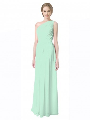 Sydney One Shoulder Chiffon Bridesmaid Dress with Asymmetrical Ruched Bodice