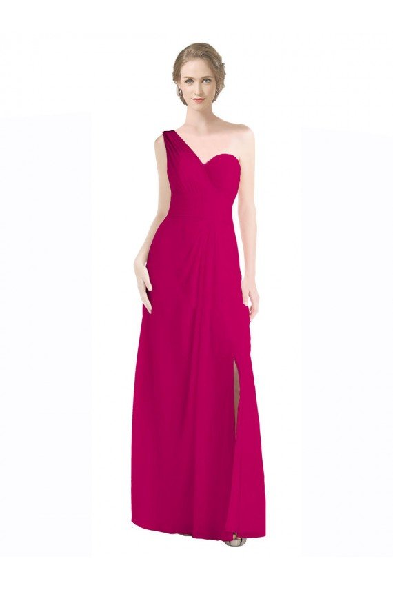 Sydney Full Length Chiffon Bridesmaid Dress with One Wide Shoulder Strap