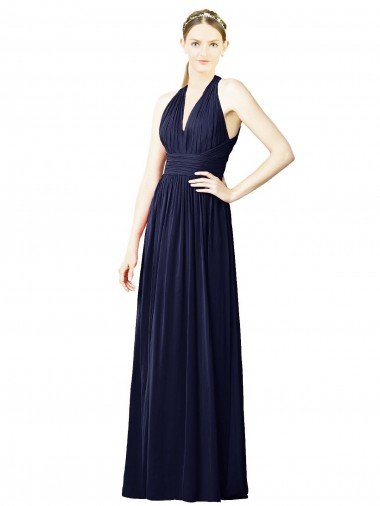 Sydney V-Neck Halter Long Open Back Chiffon Bridesmaid Dress