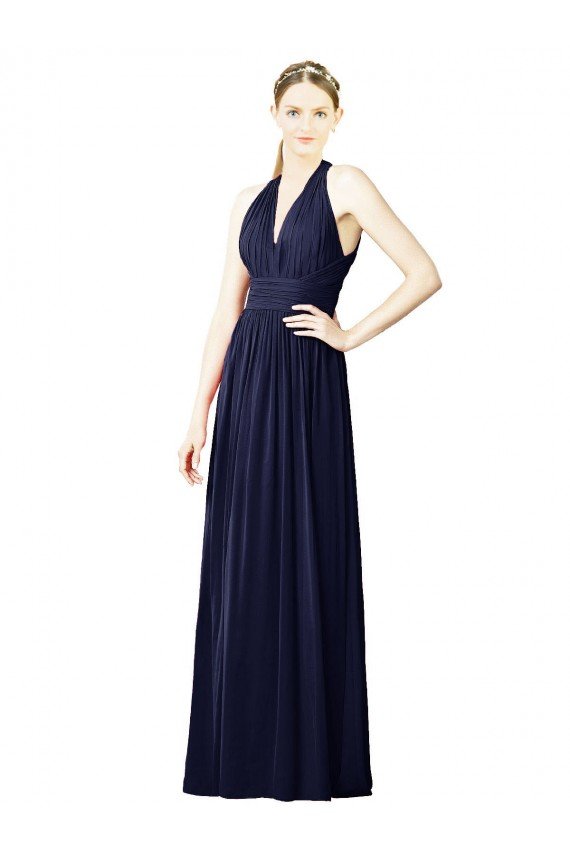 Sydney V-Neck Halter Long Open Back Chiffon Bridesmaid Dress