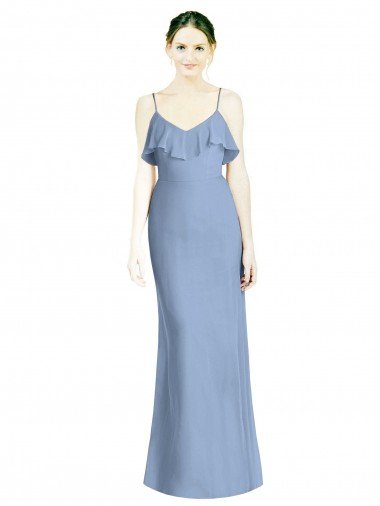 Sydney Deep Open Back Long Chiffon V-Neck Bridesmaid Dress