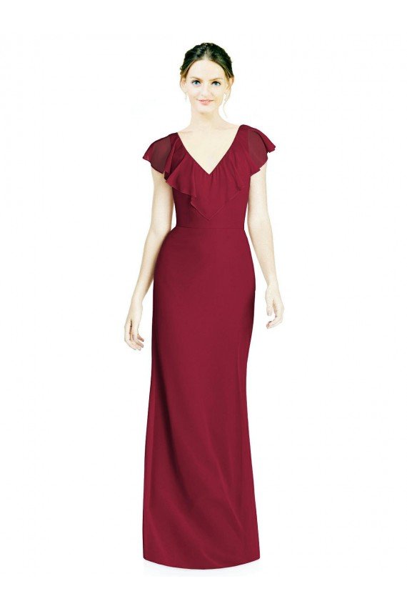 Sydney V-Neck V-Back Long Chiffon Bridesmaid Dress