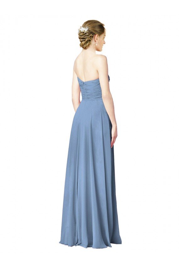 Sydney Draped Strapless Sweetheart Full Length Chiffon Bridesmaid Dress