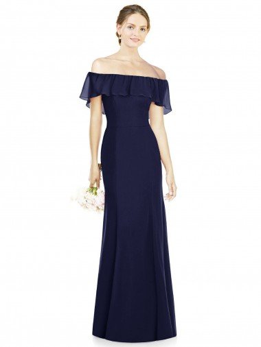 Sydney Off the Shoulder Full-Length Trumpet Chiffon Bridesmaid Dress