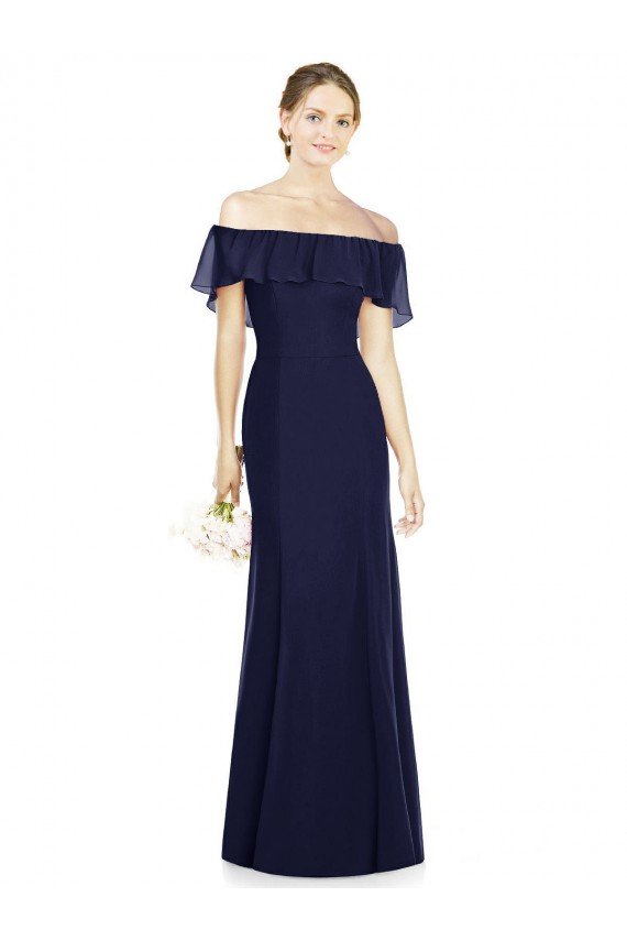 Sydney Off the Shoulder Full-Length Trumpet Chiffon Bridesmaid Dress