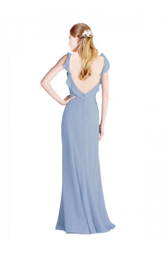 Sydney Fluted Chiffon Wrap Bridesmaid Dress with Ruffles V-Neck