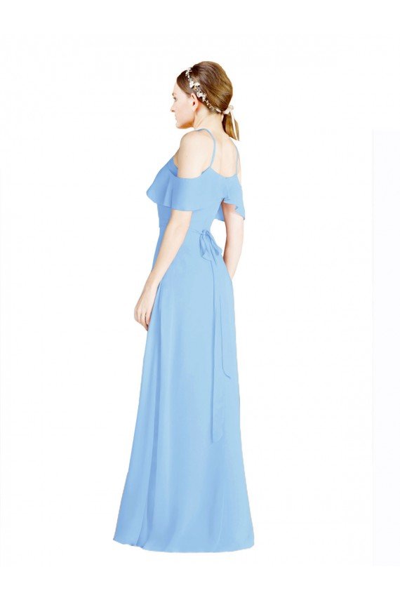 Sydney Halter Frill Cold Shoulder A-Line Chiffon Bridesmaid Dress