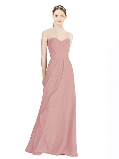Sydney Daped A-Line Chiffon Bridesmaid Dress with Pleated Sweetheart Bodice