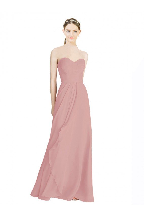 Sydney Daped A-Line Chiffon Bridesmaid Dress with Pleated Sweetheart Bodice