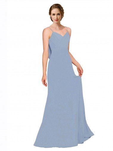 Sydney Cowl Back Long Chiffon Slip Bridesmaid Dress with Straps