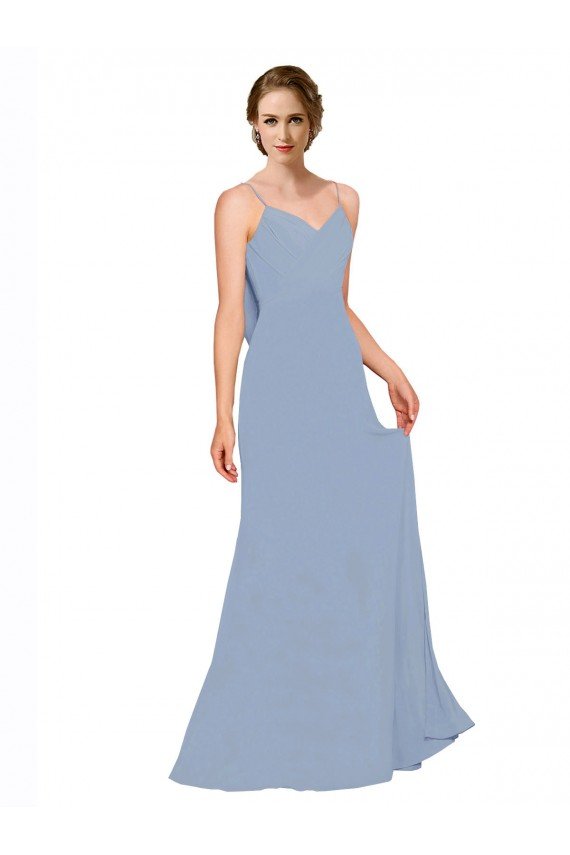 Sydney Cowl Back Long Chiffon Slip Bridesmaid Dress with Straps