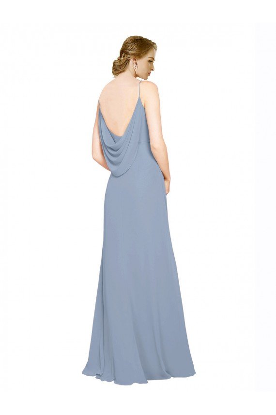 Sydney Cowl Back Long Chiffon Slip Bridesmaid Dress with Straps