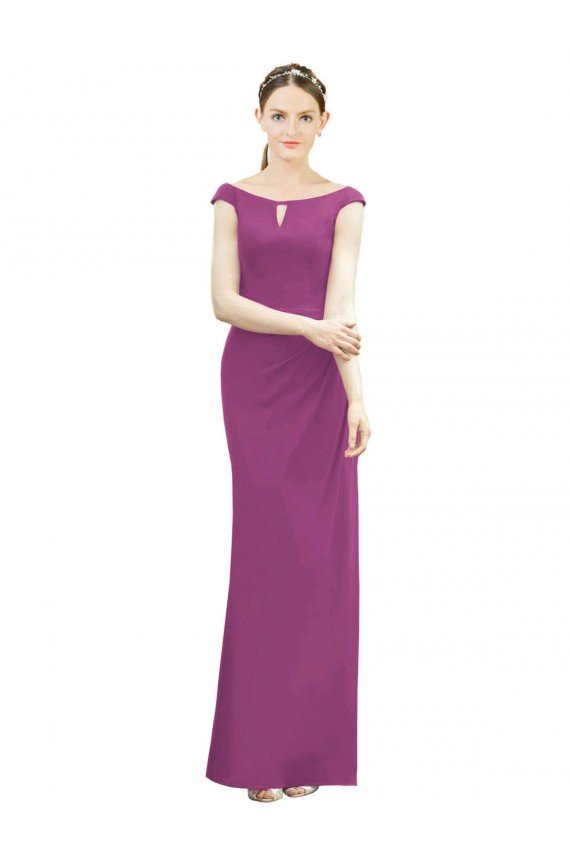 Sydney Full Length Long Chiffon Bridesmaid Dress with Boat Neck