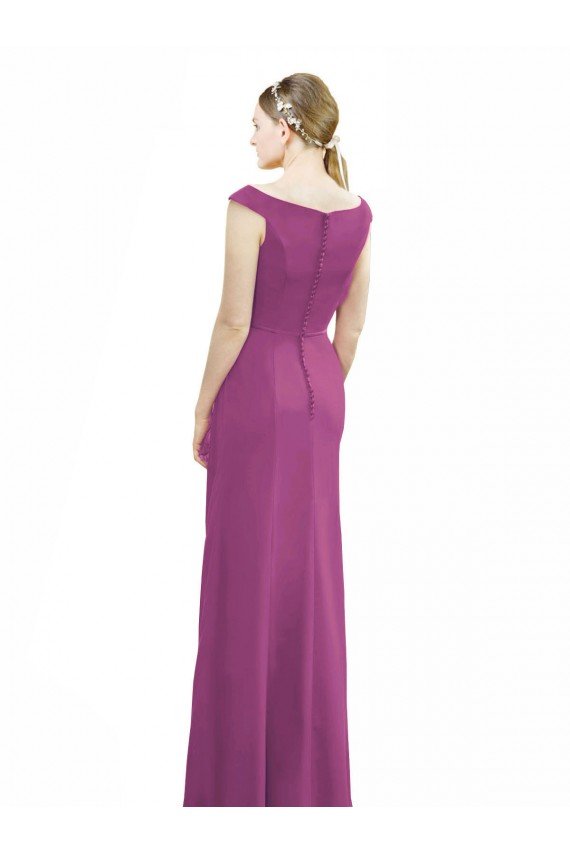 Sydney Full Length Long Chiffon Bridesmaid Dress with Boat Neck
