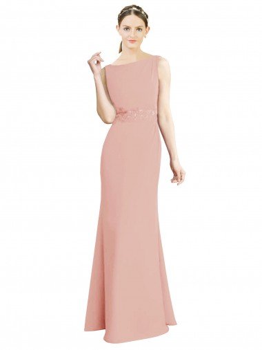 Sydney Full Length Long Chiffon Bridesmaid Dress with Pleated Lace Waist