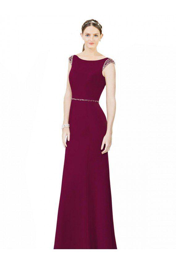 Sydney Slim Chiffon Bridesmaid Dress with Embellished Capped Sleeves