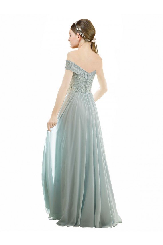 Sydney Romantic Bridesmaid Dress with Embroidered Off the Shoulder Bodice