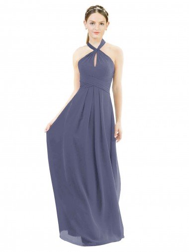 Sydney High Halter Neck Chiffon Bridesmaid Dress with Twist-Tie