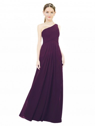 Sydney One Shoulder Chiffon Bridesmaid Dress with Draped Bodice