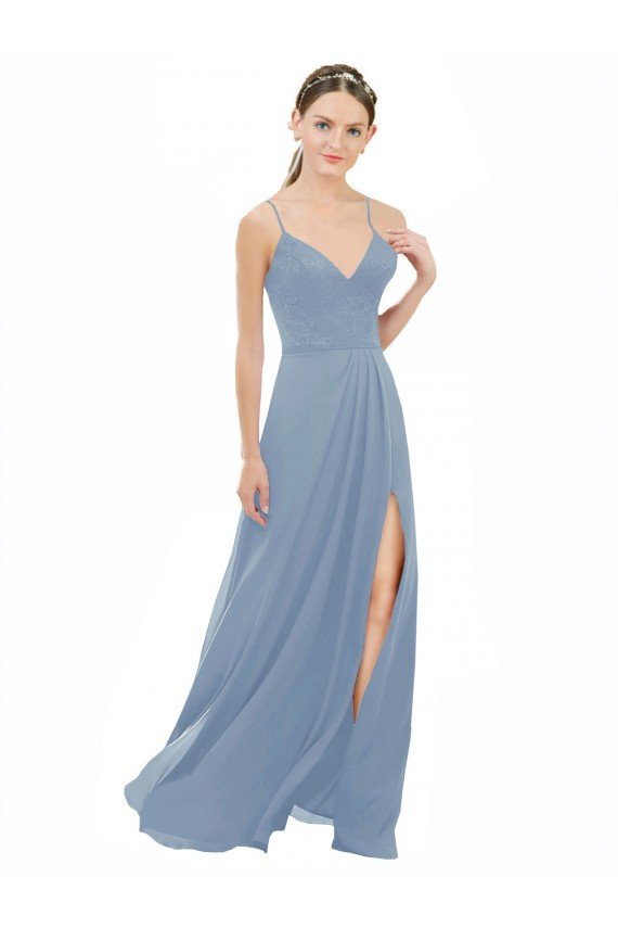 Sydney Sexy Chiffon Bridesmaid Dress with V-Neck Lace Bodice