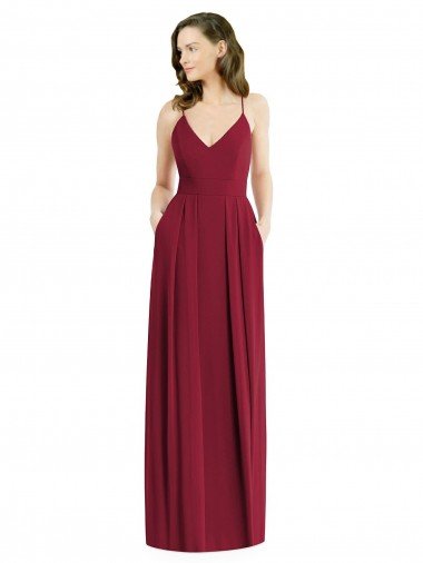 Sydney Pleated Skirt Chiffon Maxi Bridesmaid Dress with Pockets