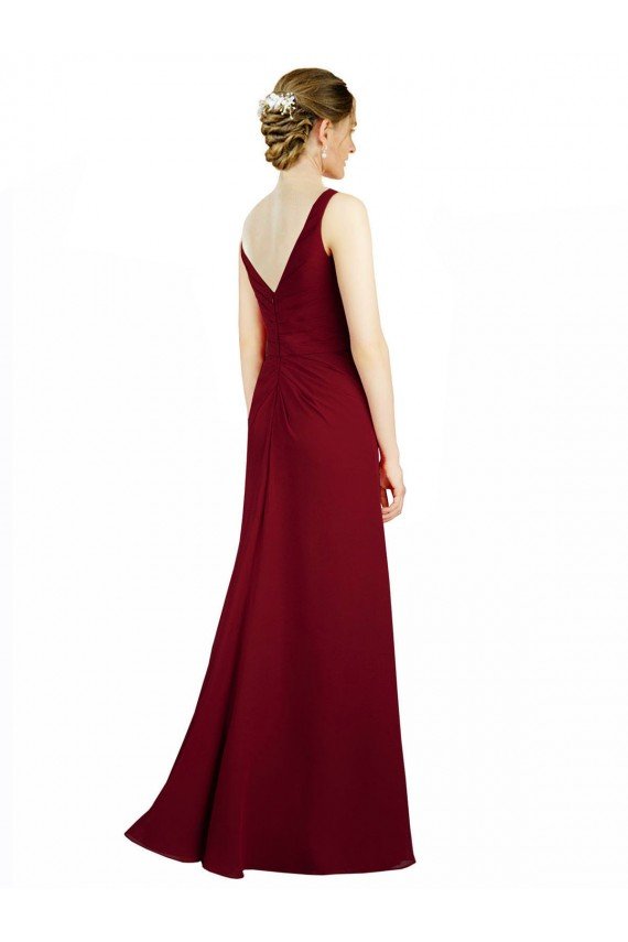 Sydney Twist-Knot V-Neckline Long Chiffon Bridesmaid Dress