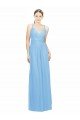 Sydney Double Straps Shoulder V-Neck Sheath Chiffon Bridesmaid Dress with Keyhole Back