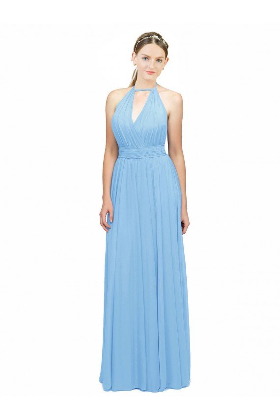 Sydney Keyhole Front Sheath Chiffon Bridesmaid Dress with Open Tie Back