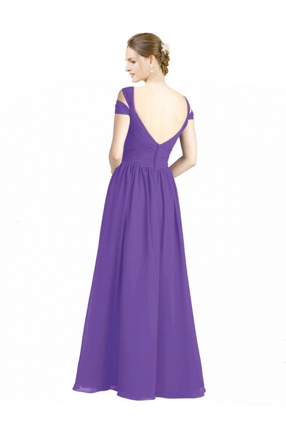 Sydney Off the Shoulder Cap Sleeves Chiffon Bridesmaid Dress with Pleats