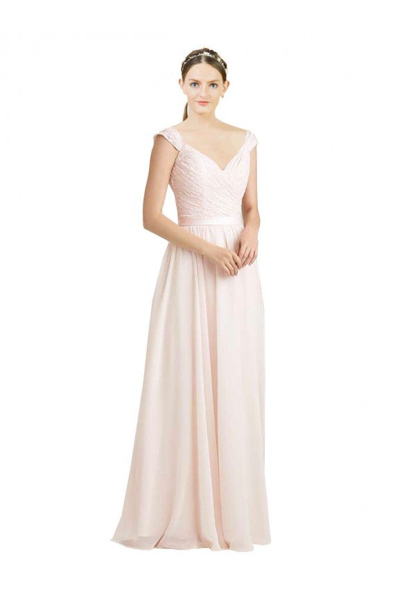 Sydney Sweetheart A-Line Chiffon Bridesmaid Dress with Ruched Lace Bodice