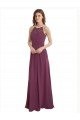 Sydney High Neckline Long Chiffon Bridesmaid Dress with Beaded Trim