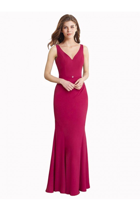 Sydney V-Neck Mermaid Chiffon Bridesmaid Dress / Prom Dress with V-Back and Belt