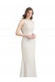 Sydney Long Chiffon Bridesmaid Dress with Boat Neckline and Satin Collar