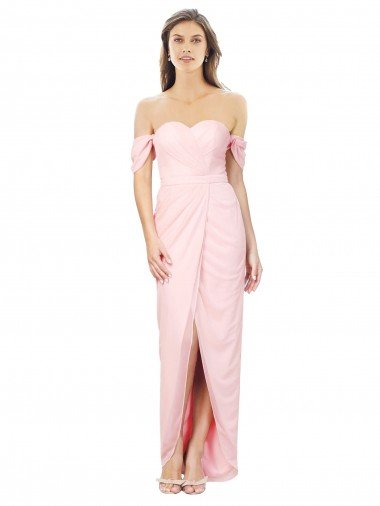 Sydney High Low Off the Shoulder Strapless Ruched Chiffon Bridesmaid Dress