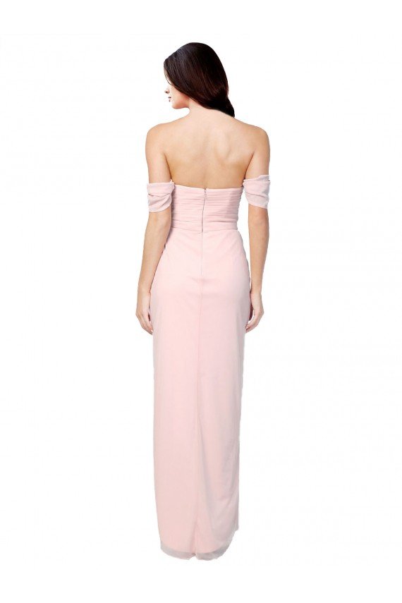 Sydney High Low Off the Shoulder Strapless Ruched Chiffon Bridesmaid Dress