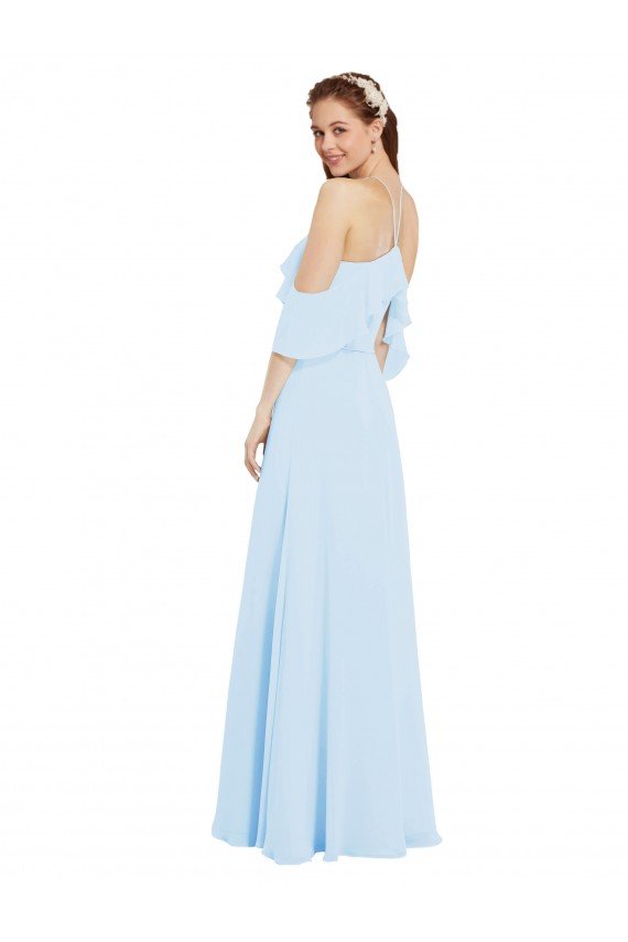 Sydney Chiffon Halter Neck Bridesmaids Dress with Flounced Neckline