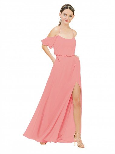 Sydney Draped Off the Shoulder Sleeves Chiffon Bridesmaid Dress