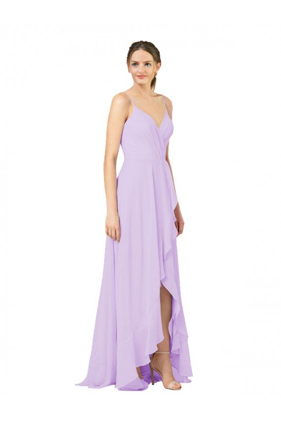 Sydney High-Low Chiffon Bridesmaid Dress with Ruffle Detail