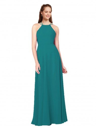 Sydney Simple Chiffon Bridesmaid Dress with High Halter Neckline