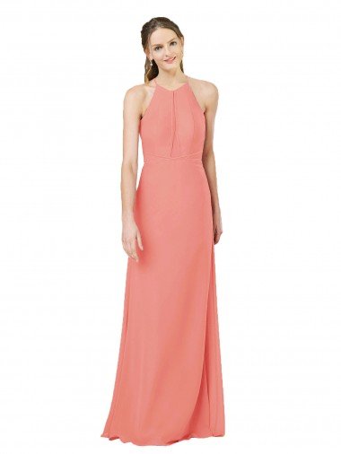 Sydney Modern Long Chiffon Bridesmaid Dress with Keyhole Back